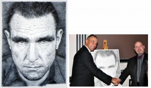 Vinnie Jones a contemporary portrait in nails by top UK Portrait Artist Marcus Levine